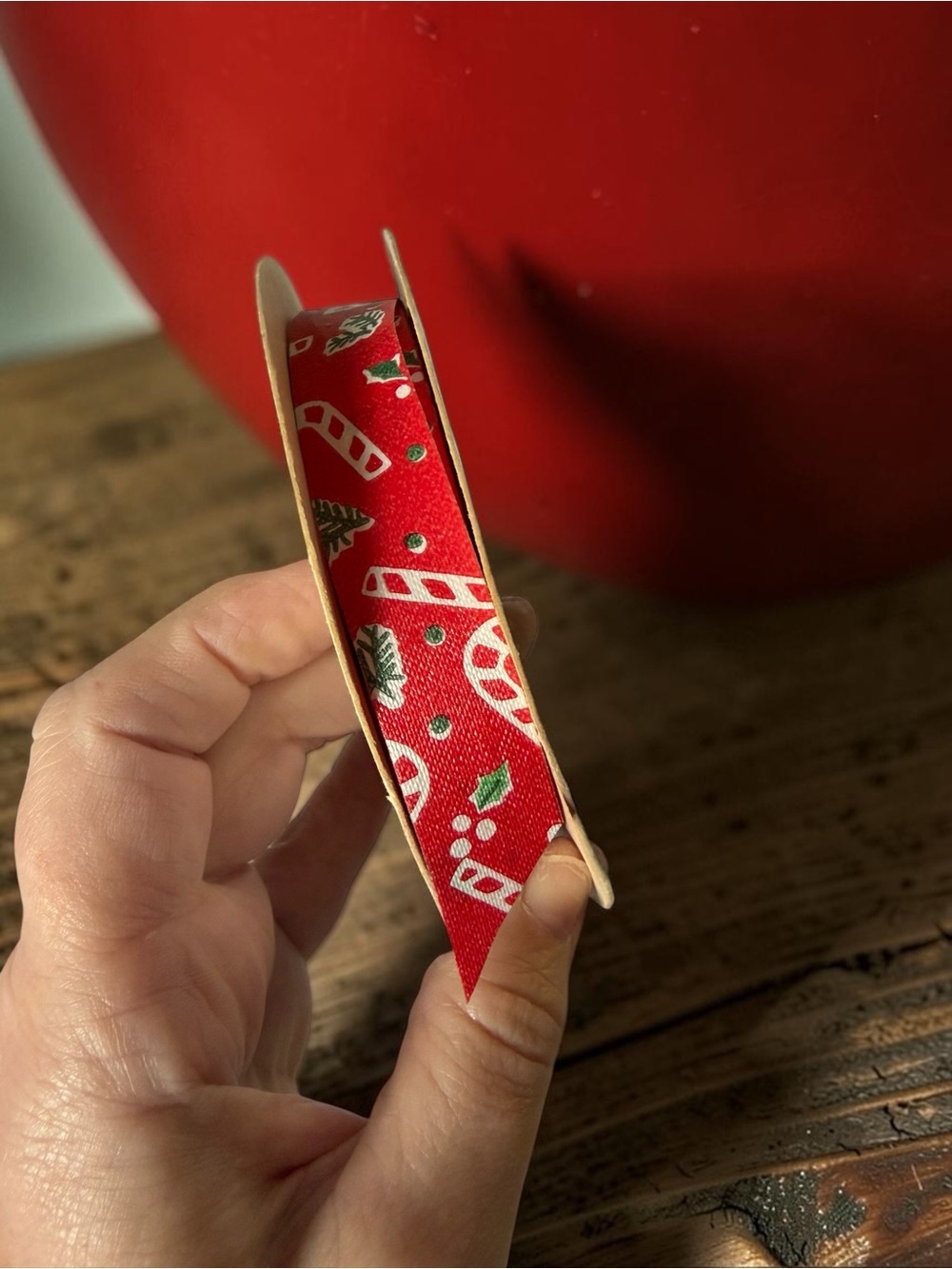Berwick Flora-Satin Christmas Ribbon Red Candy Cane Holly 50 Yds Craft Ribbon